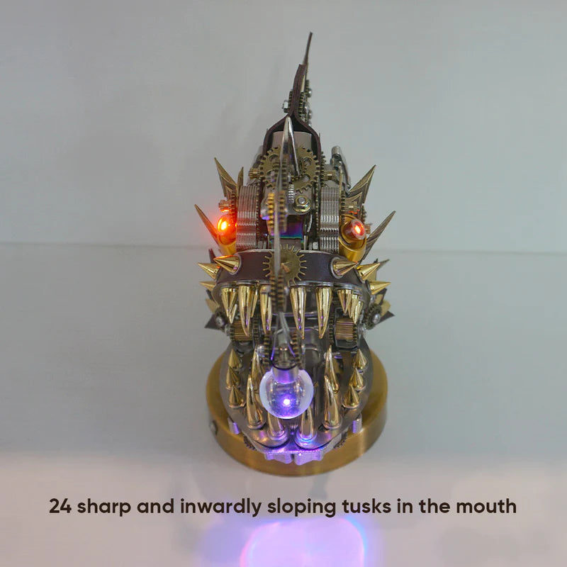 Steampunk Anglerfish with Base 3D Metal Puzzle Lantern Fish Model Kit with Colorful Changing Lights(700Pcs)