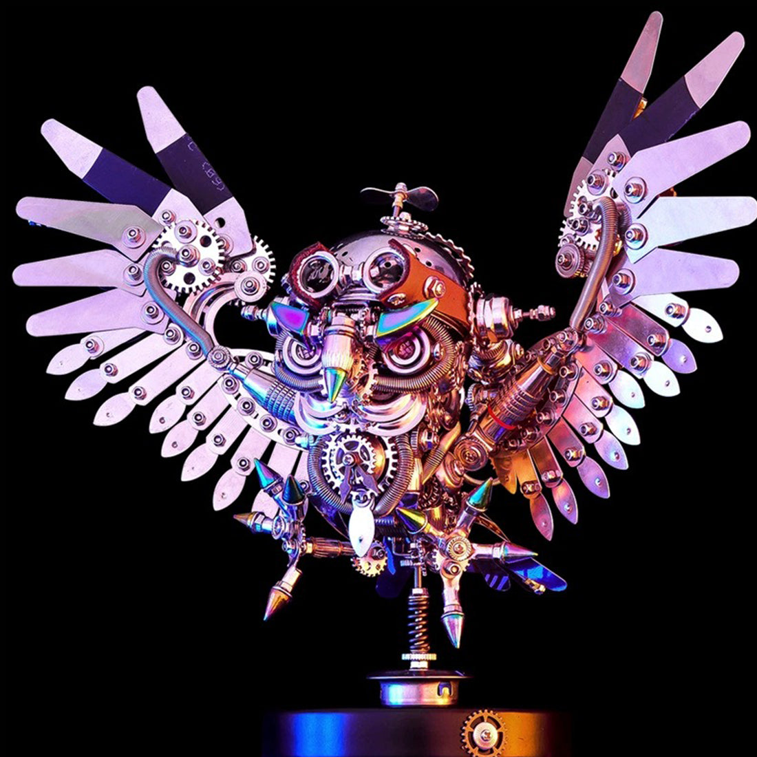 Steampunk Owl with Goggles DIY 3D Metal Model Kit - 700+ PCS Difficult Puzzle for Adults - Unique Room Decor and Gift